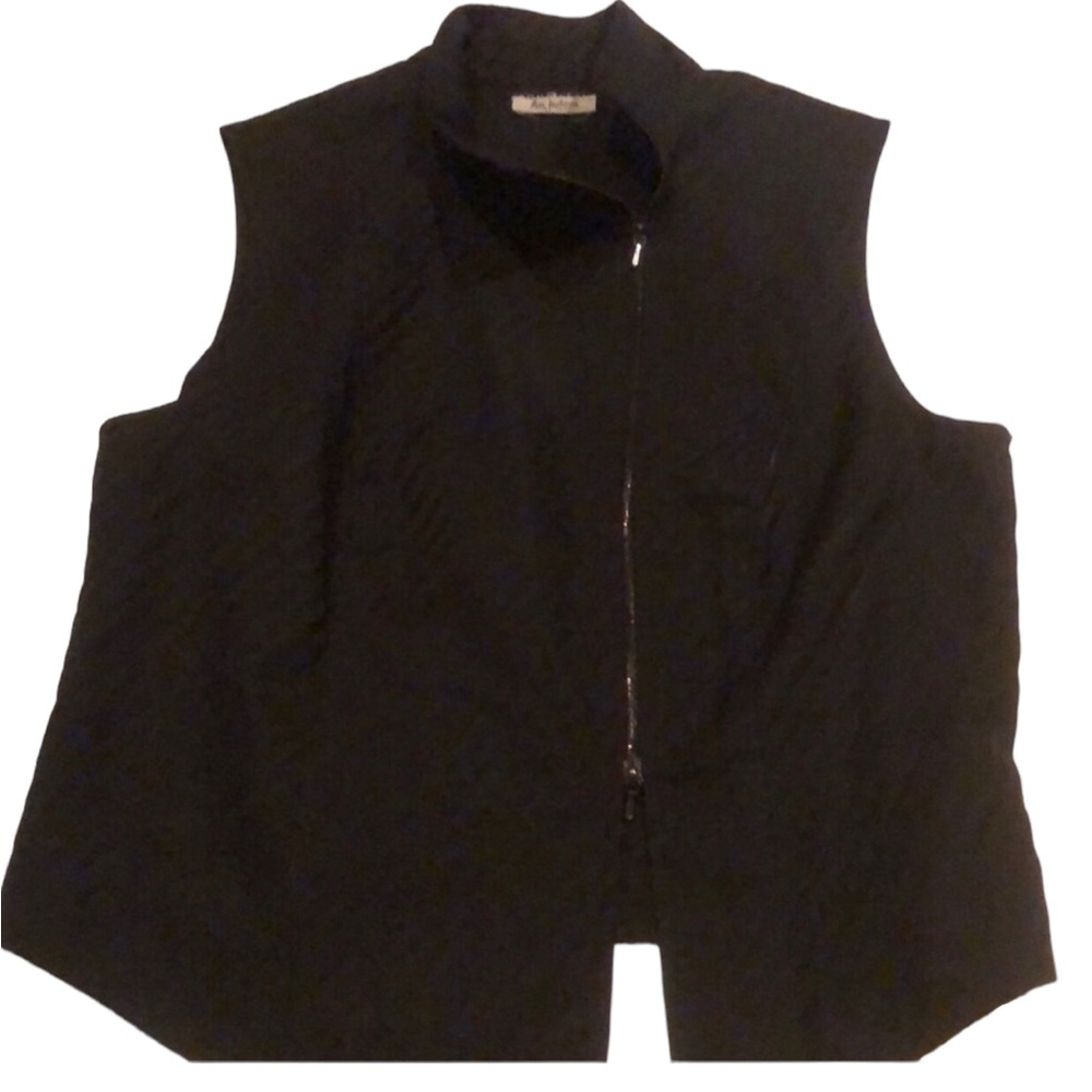 Bon Leal large Black lightweight asymmetrical vest two way zipper like new